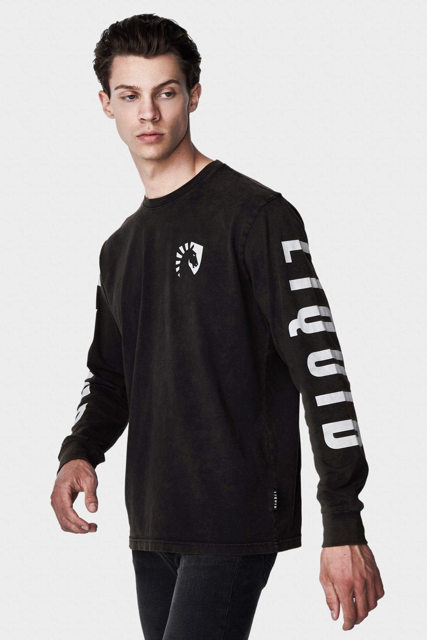 LIQUID HERITAGE LONG SLEEVE TEE - BLACK MINERAL WASH - Team Liquid