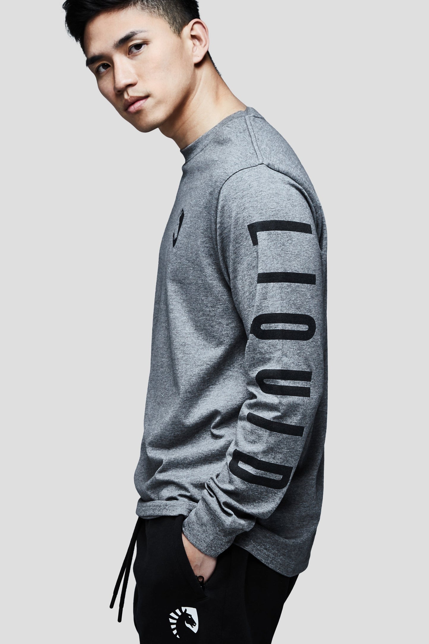 LIQUID HERITAGE LONG SLEEVE TEE GREY HEATHER - Team Liquid