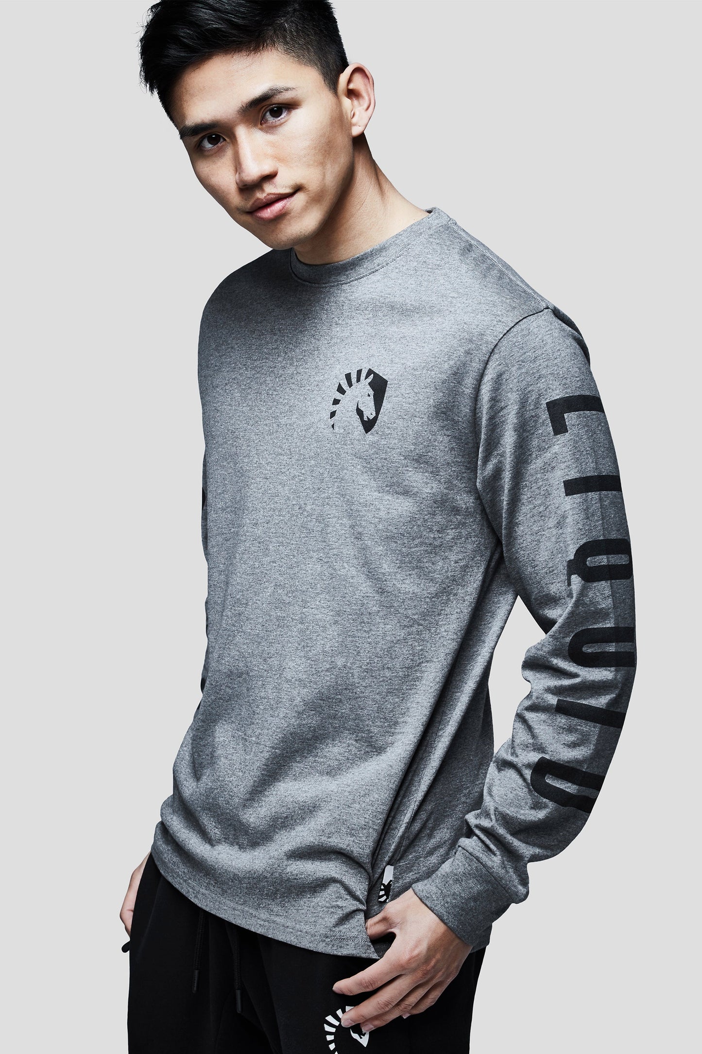 LIQUID HERITAGE LONG SLEEVE TEE GREY HEATHER - Team Liquid