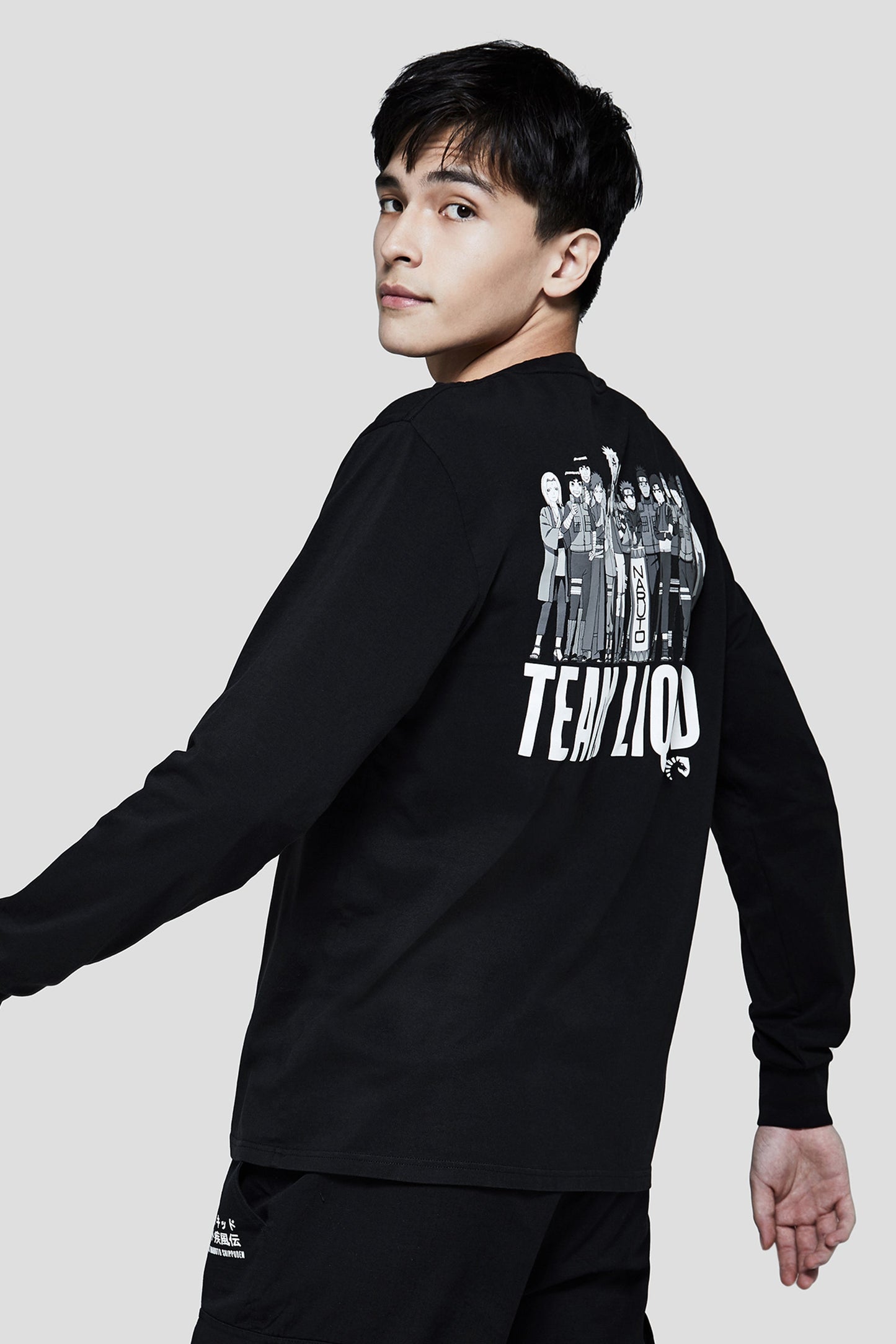 LIQUID x NARUTO LEAF VILLAGE LONG SLEEVE TEE - BLACK (PRE-ORDER) - Team Liquid