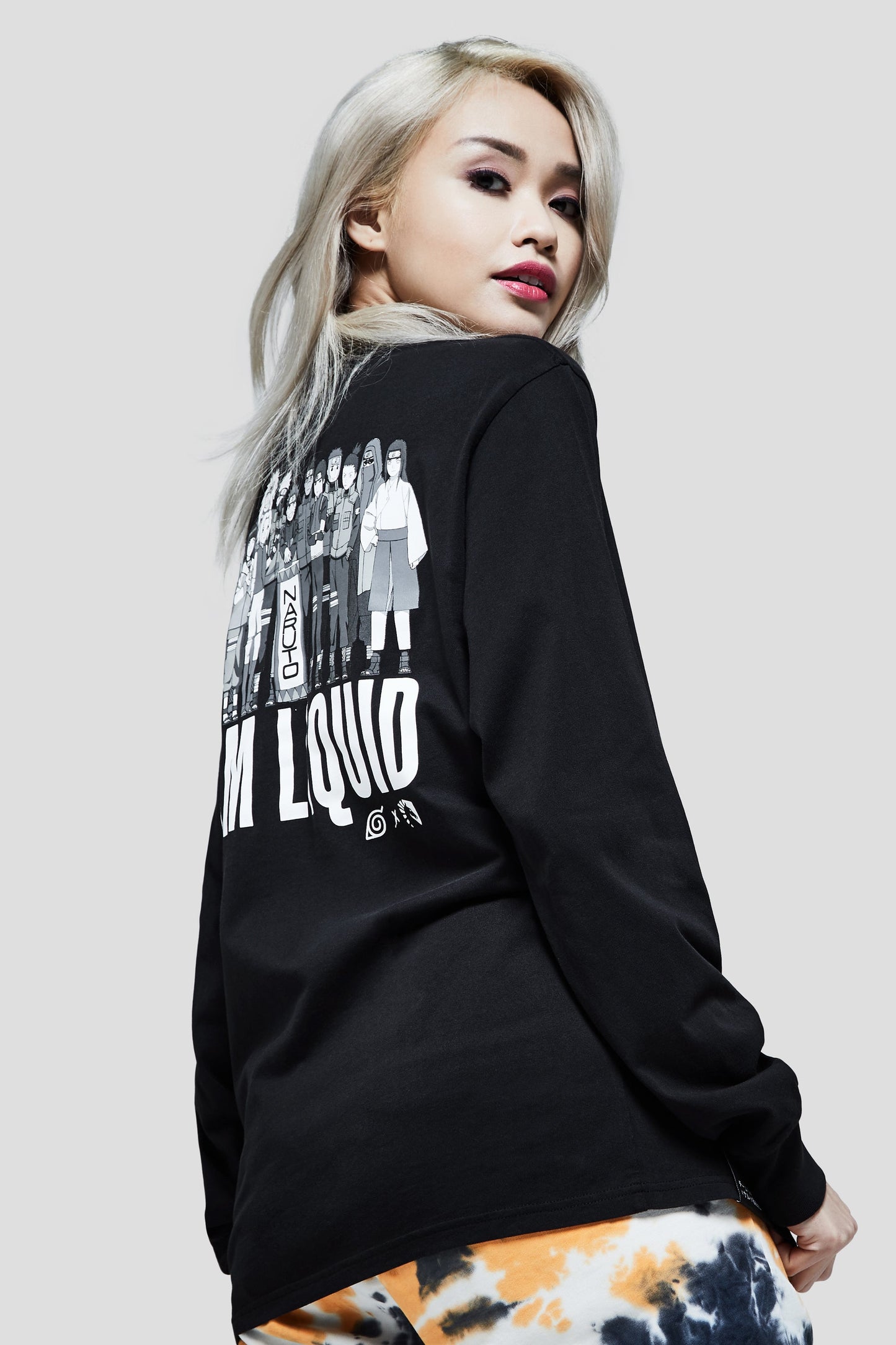 LIQUID x NARUTO LEAF VILLAGE LONG SLEEVE TEE - BLACK (PRE-ORDER) - Team Liquid