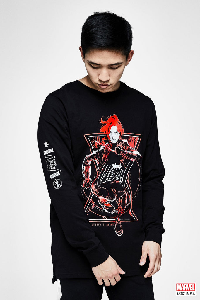 LIQUID x MARVEL BLACK WIDOW LONG SLEEVE TEE - Team Liquid