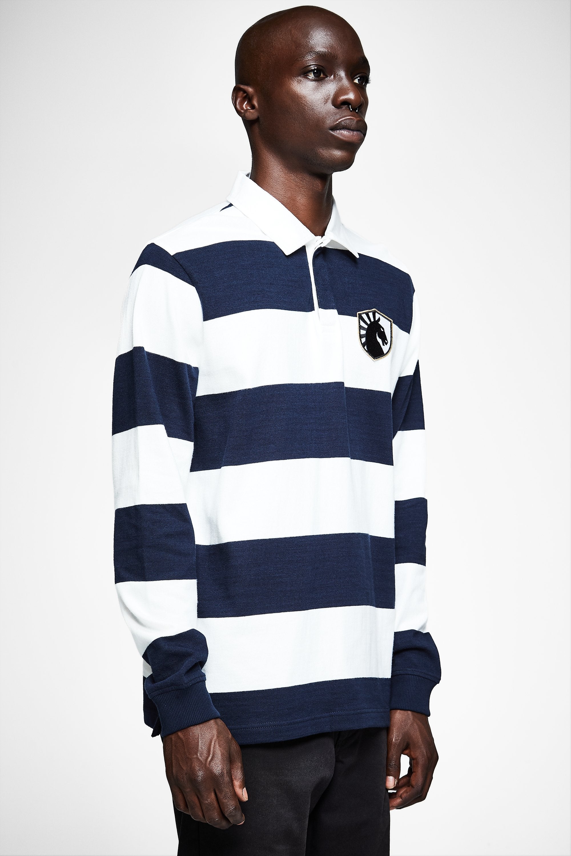 Striped long clearance sleeve rugby shirt