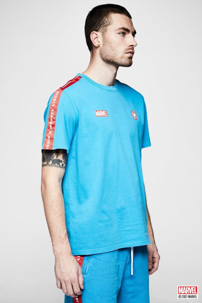 LIQUID x MARVEL RETRO CAPTAIN AMERICA SHORT SLEEVE TEE - Team Liquid