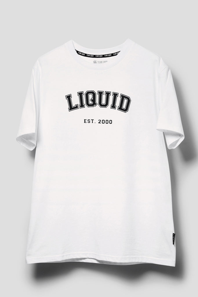 LIQUID VARSITY FONT SHORT SLEEVE TEE - WHITE - Team Liquid