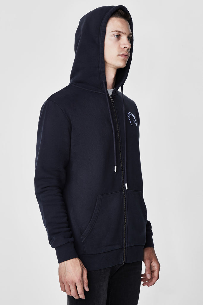 LIQUID CREST ZIP UP HOODIE - NAVY GARMENT DYE - Team Liquid