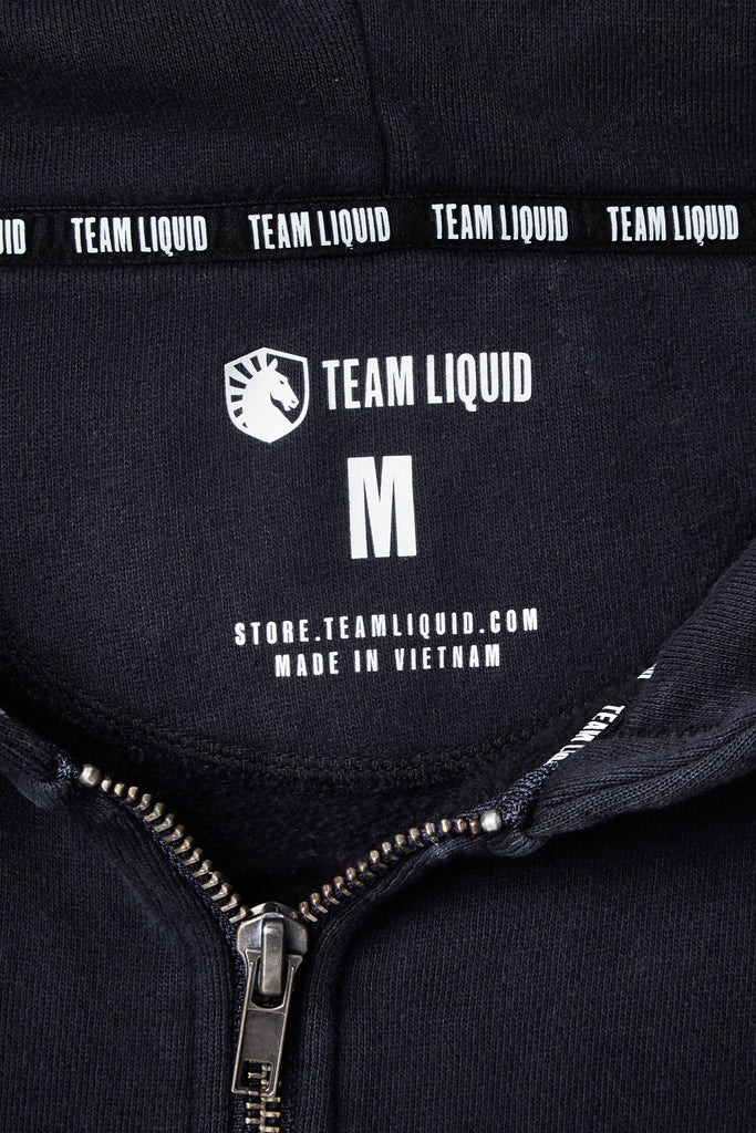 LIQUID CREST ZIP UP HOODIE - NAVY GARMENT DYE - Team Liquid