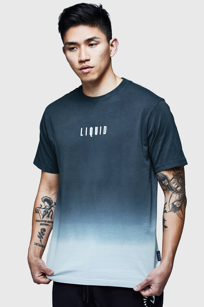 LIQUID ESSENTIALS DIP DYE SHORT SLEEVE TEE - BLUE OMBRE - Team Liquid