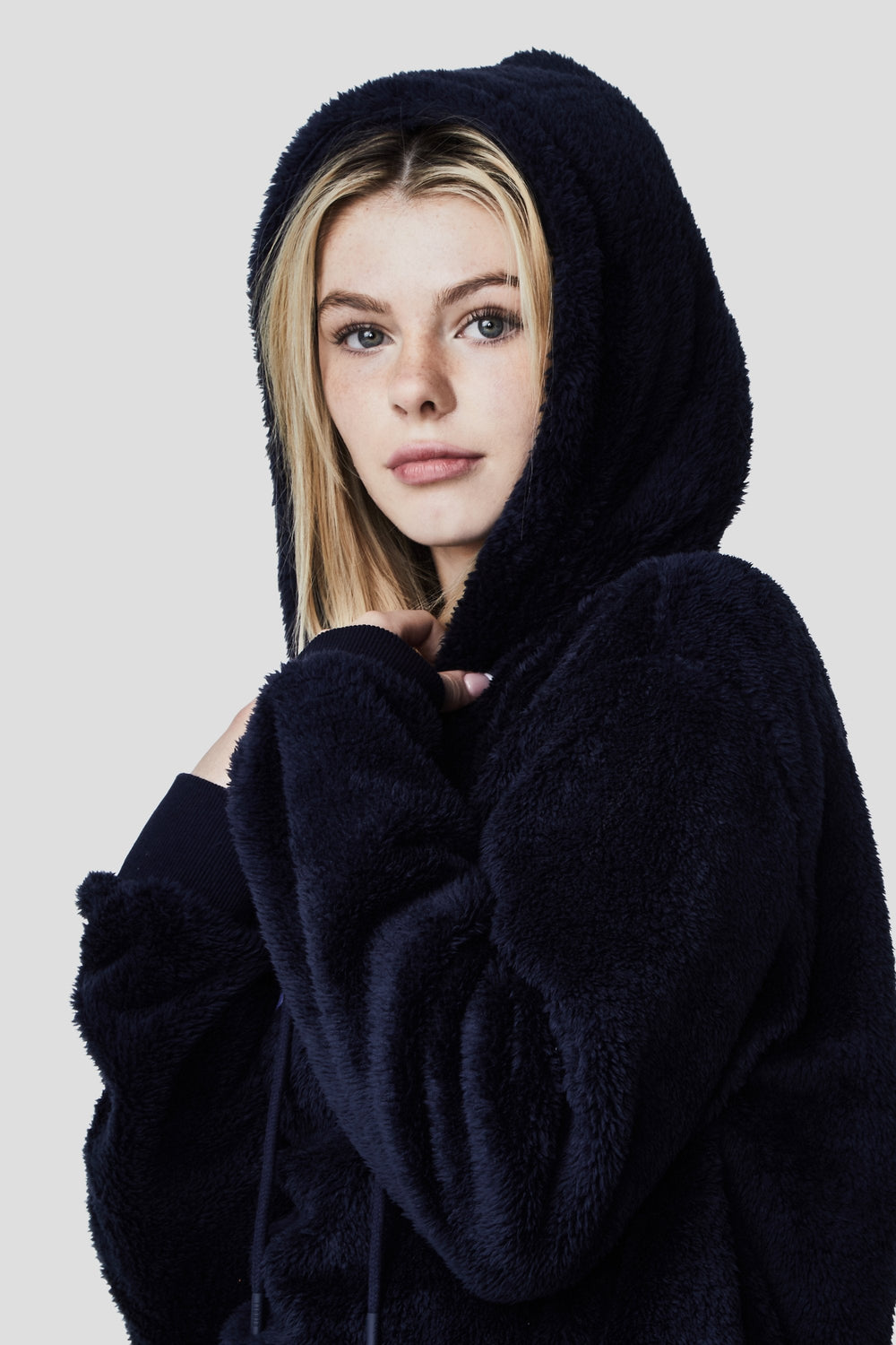 PLUSH PULLOVER HOODIE NAVY XXS - Main Image