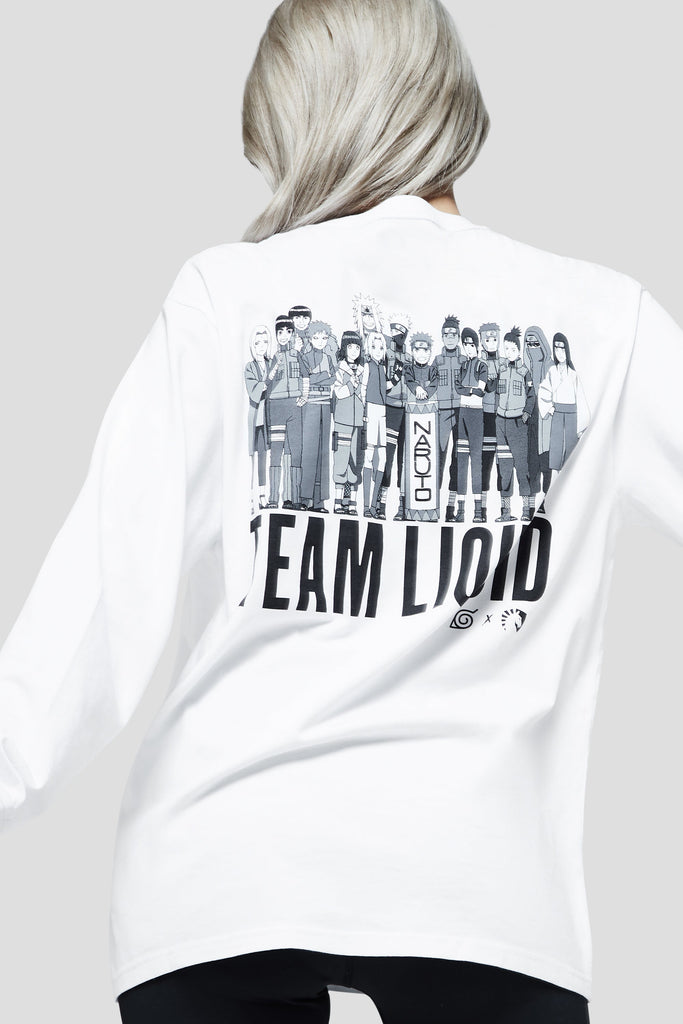 LIQUID x NARUTO LEAF VILLAGE LONG SLEEVE TEE - WHITE (PRE-ORDER) - Team Liquid