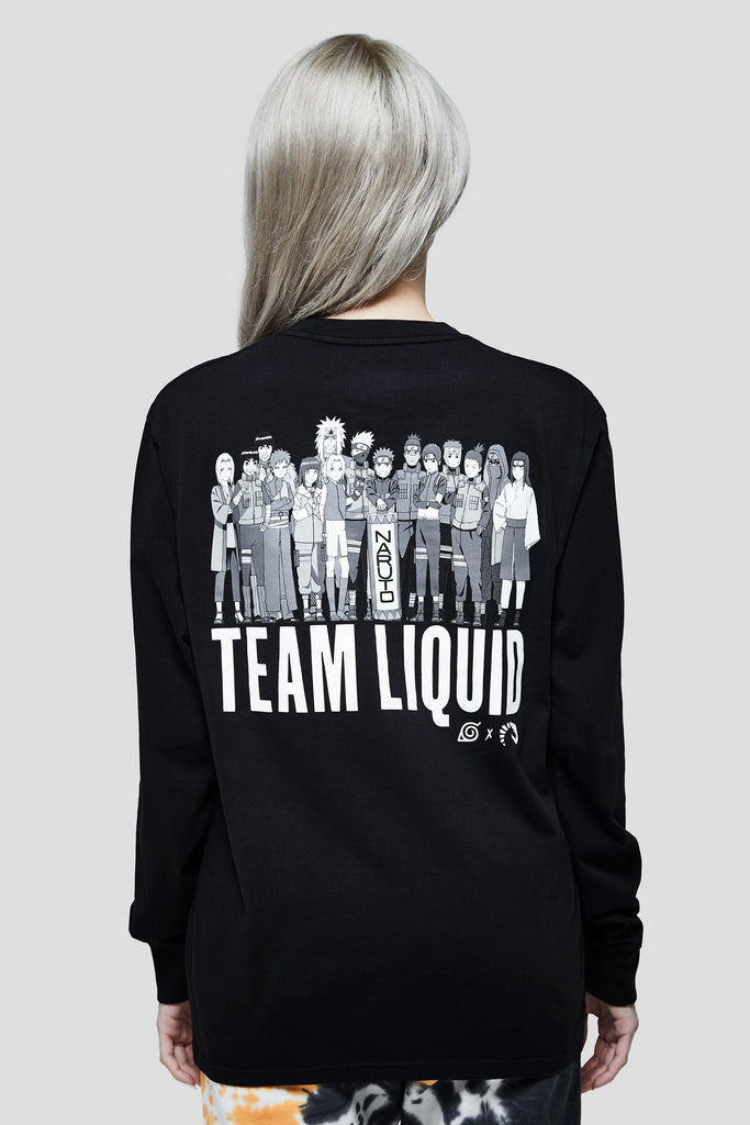 LIQUID x NARUTO LEAF VILLAGE LONG SLEEVE TEE - BLACK (PRE-ORDER) - Team Liquid