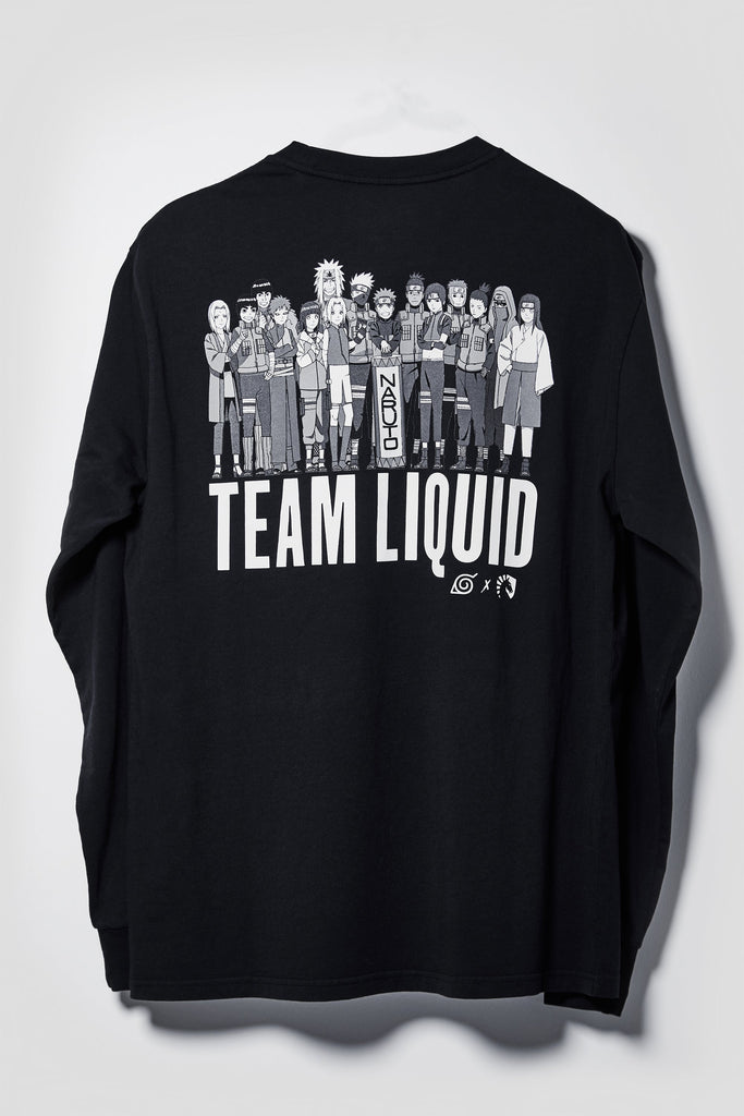 LIQUID x NARUTO LEAF VILLAGE LONG SLEEVE TEE - BLACK (PRE-ORDER) - Team Liquid
