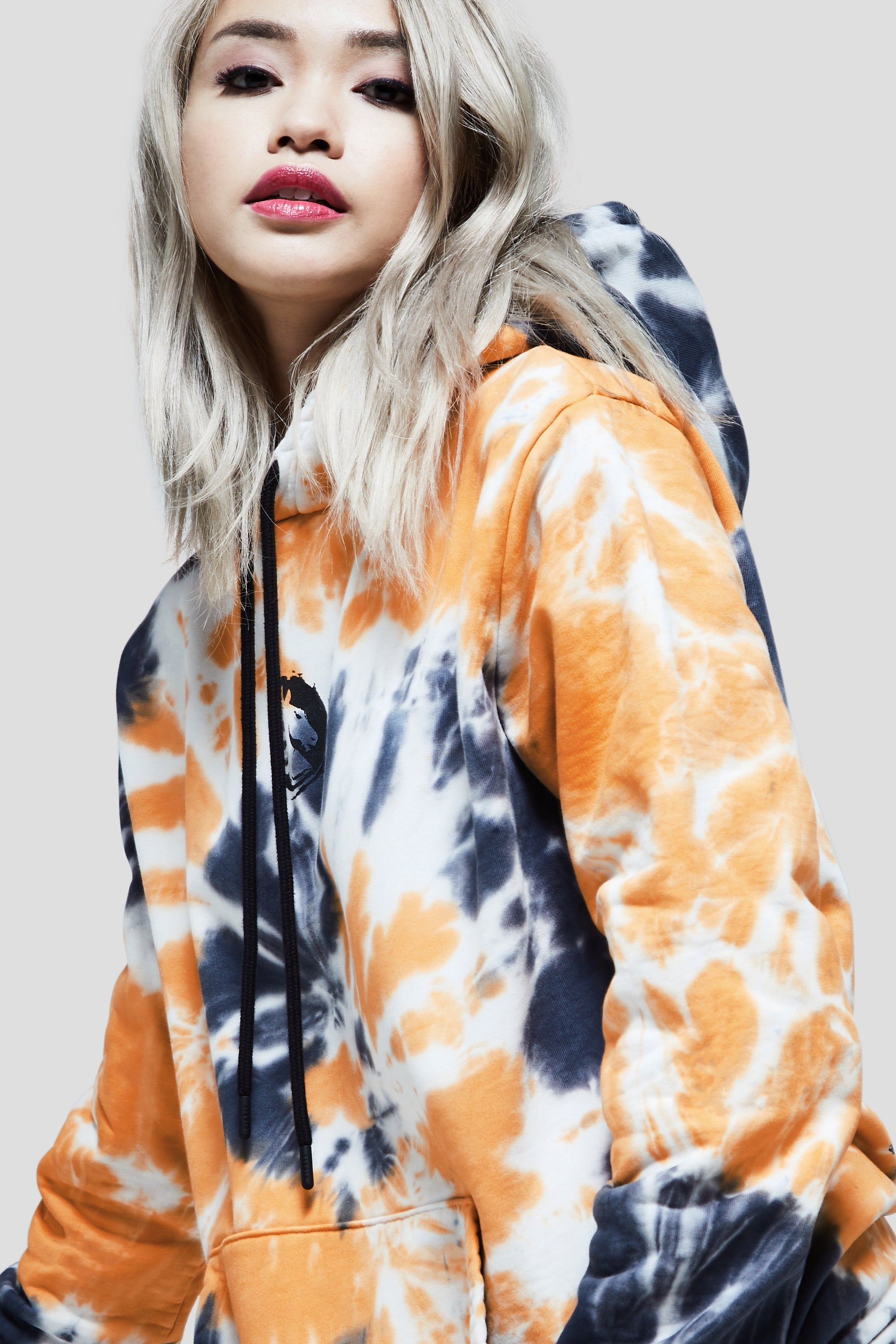 Orange and white hot sale tie dye hoodie