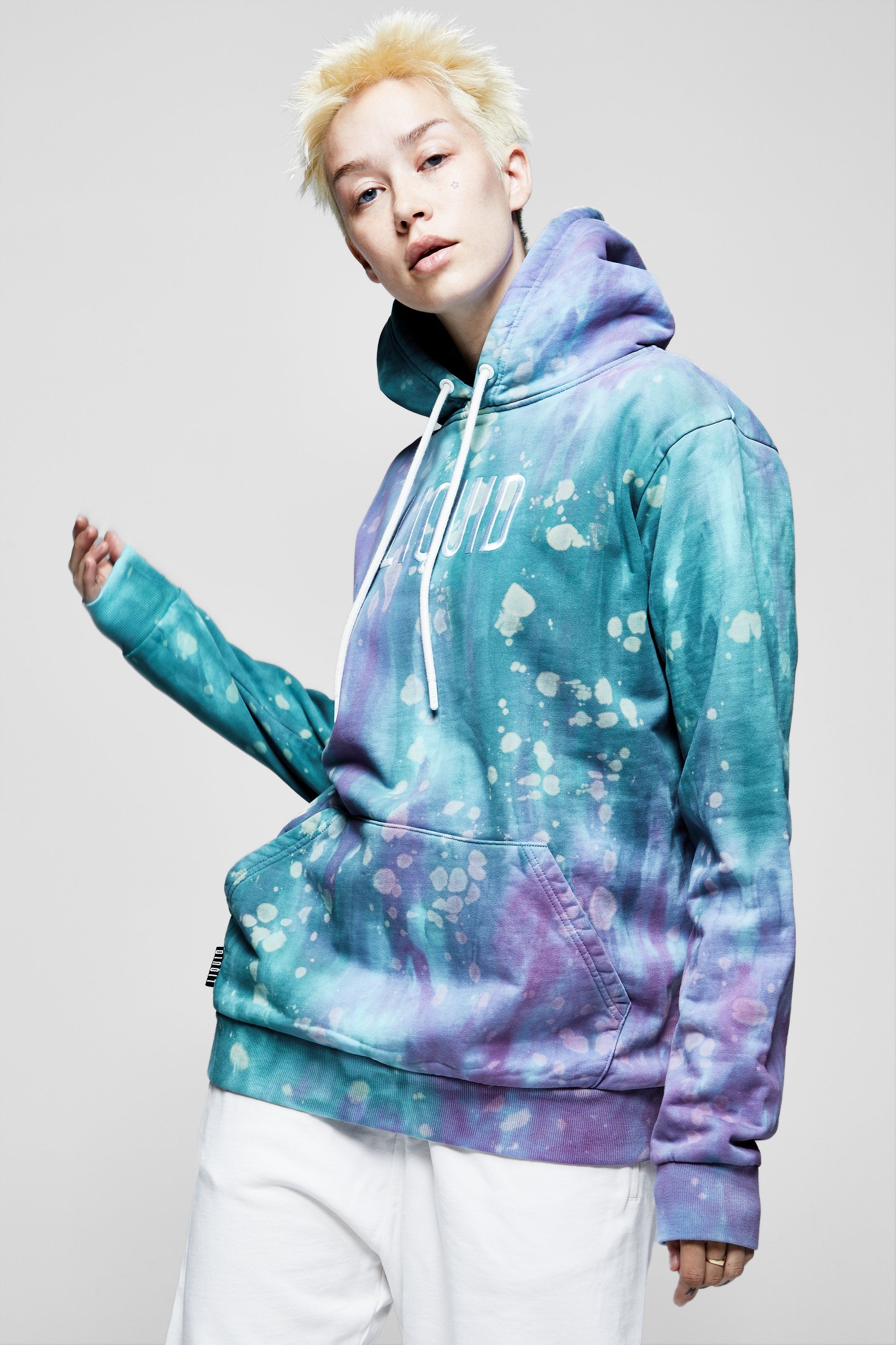 トップス rurumu echoes printed hoodie M blue on-cue-apparel-blue-galaxy-