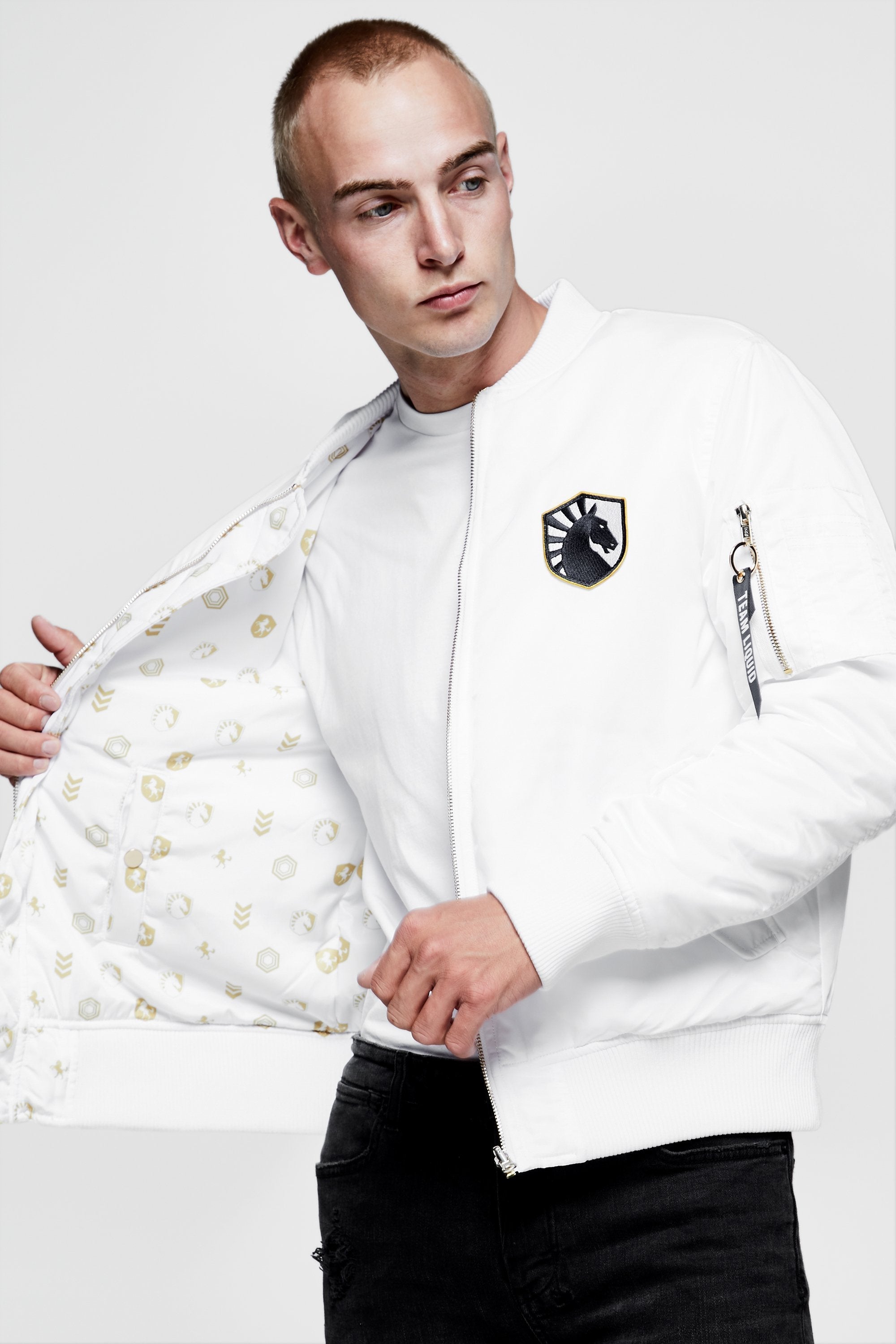 ASOS Bomber Jacket In Waxed Cotton With Print | ASOS