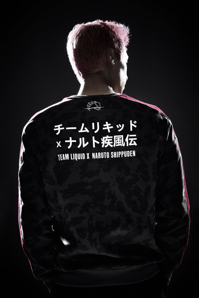 LIQUID x NARUTO AKATSUKI CHARCOAL PATTERN CREWNECK SWEATSHIRT - Team Liquid
