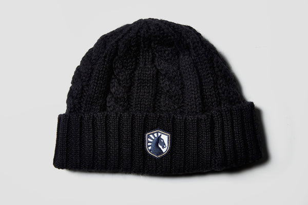 CABLE KNIT FISHERMAN BEANIE - BLACK / OS